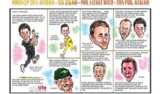 ICC Cricket World Cup 2015: NZ vs AUS, Pool A match in Auckland in caricatures