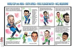 ICC Cricket World Cup 2015: India vs South Africa, Pool B match at Melbourne in caricatures