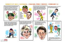 ICC World Cup Cricket 2015: Australia vs England, Pool A, Match 2 at MCG in caricatures