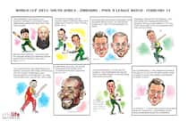 ICC World Cup Cricket 2015: South Africa vs Zimbabwe, Pool B match at Hamilton in caricatures