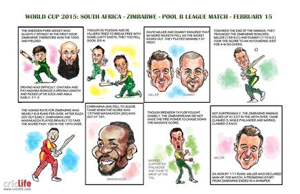 ICC World Cup Cricket 2015: South Africa vs Zimbabwe, Pool B match at Hamilton in caricatures