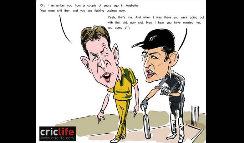 Mark Waugh sledges Adam Parore; the Kiwi hits back with an abusive, personal remark