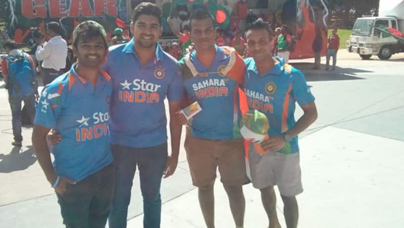 Indian fans at the Melbourne Cricket Ground (MCG) ahead of the quarter-final clash. Photo Courtesy: Nishad Pai Vaidya