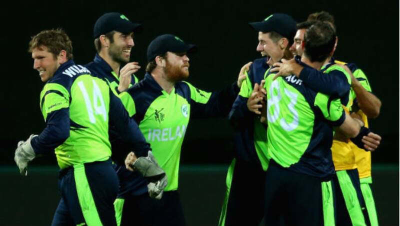 A sigh of relief in the face of Irish cricketers after the tight finish against Zimbabwe &copy; Getty Images  