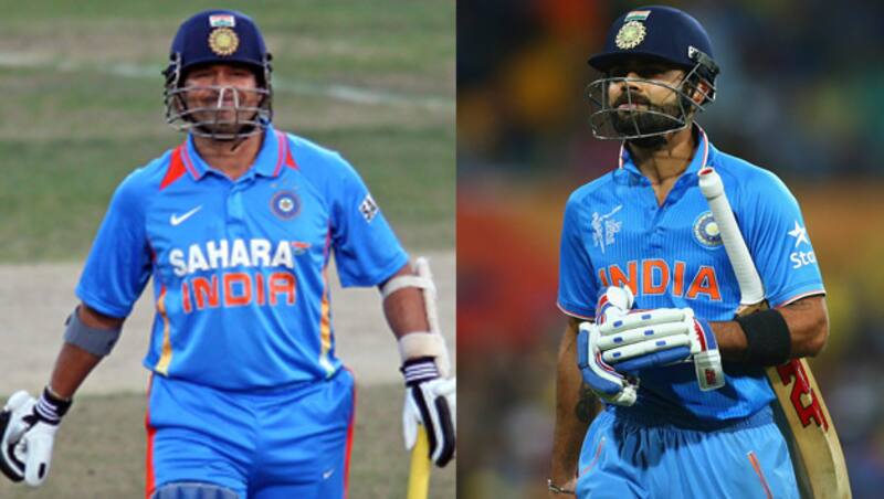 Sachin Tendulkar (left) and Virat Kohli, two batsmen who were dismissed prematurely in a crucial World Cup knock-out encounter against Australia &Acirc;&copy; Getty Images
