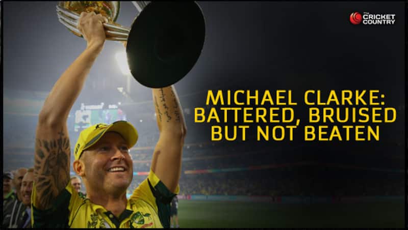 Michael Clarke scored a 72-ball 74 in the World Cup final against New Zealand, his final ODI innings © Getty Images