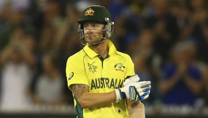 Michael touched his black armband in tribute of the late Phil Hughes &Acirc;&copy; Getty Images