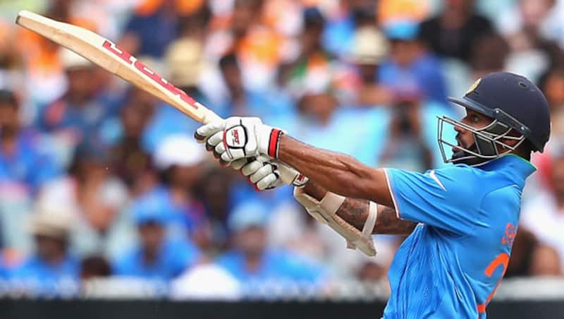 Shikhar Dhawan (above) was dismissed for mere nine by Jerome Taylor after being caught by Darren Sammy at the second slip &copy; Getty Images
