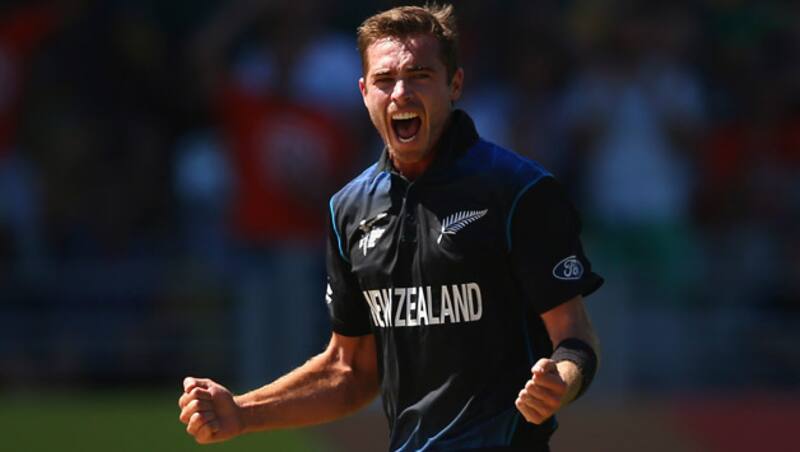 Jerome Taylor was dismissed for mere 11 by fast-bowler, Tim Southee (above) after being caught by Martin Guptill at short mid-wicket &Acirc;&copy; Getty Images