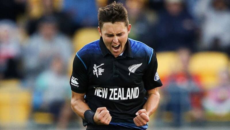 Denesh Ramdin was dismissed for an unfortunate duck by fast-bowler, Trent Boult (above) after being trapped leg-before &Acirc;&copy; Getty Images
