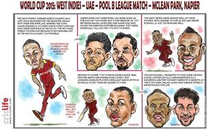 ICC Cricket World Cup 2015: West Indies vs United Arab Emirates, Pool B match in Napier in caricatures
