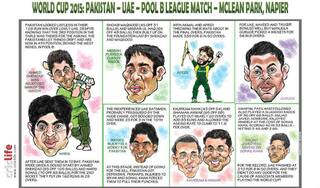 ICC Cricket World Cup 2015: Pakistan vs United Arab Emirates, Pool B match in Napier in caricatures