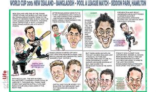 ICC Cricket World Cup 2015: New Zealand vs Bangladesh, Pool A match in Hamilton in caricatures
