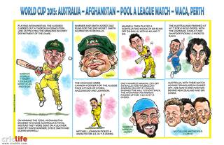 ICC Cricket World Cup 2015: Australia vs Afghanistan, Pool A match in Perth in caricatures