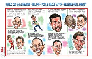 ICC Cricket World Cup 2015: Ireland vs Zimbabwe, Pool B match in Hobart in caricatures