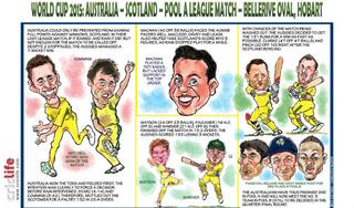 ICC Cricket World Cup 2015: Australia vs Scotland, Pool A match in Hobart in caricatures