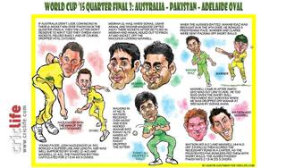 ICC Cricket World Cup 2015: Australia vs Pakistan, third quarter-final match in Adelaide in caricatures
