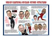 ICC Cricket World Cup 2015: New Zealand vs West Indies, fourth quarter-final match in Wellington in caricatures