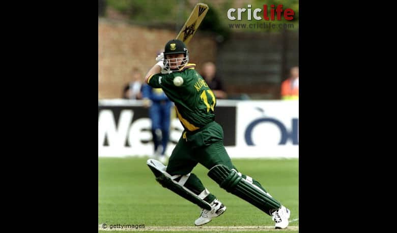 Lance Klusener cuts a ball en route to his unbeaten 52