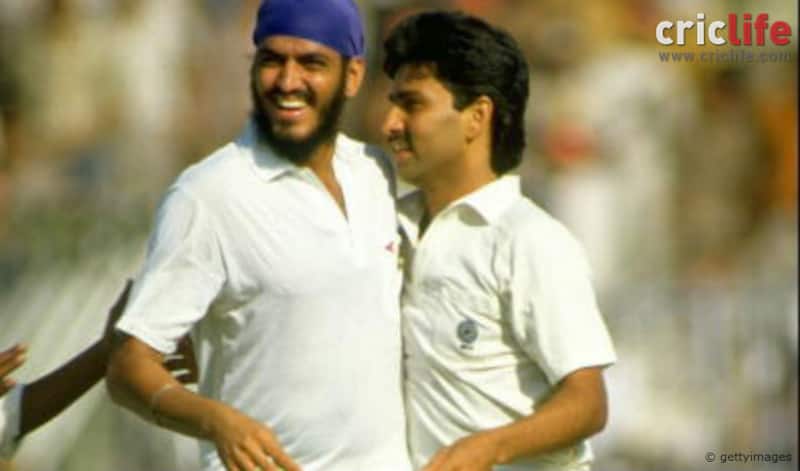 Maninder Singh celebrates another Australian wicket