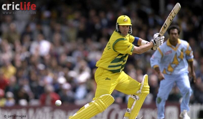Mark Waugh cuts a ball on his way to 83