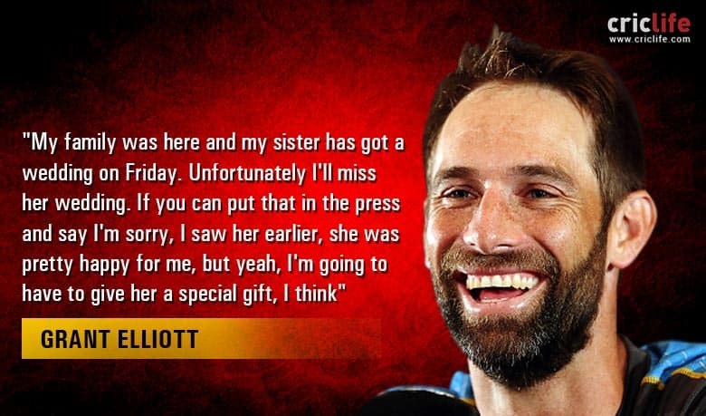 New Zealand semi-final hero Grant Elliott to miss sister’s wedding
