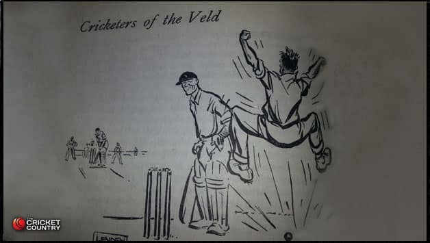 'Taylor Taylor Taylor!' - The frustration of Barnes - sketched by Leyden, from 'Cricketers of the Veld' by Louis Duffus