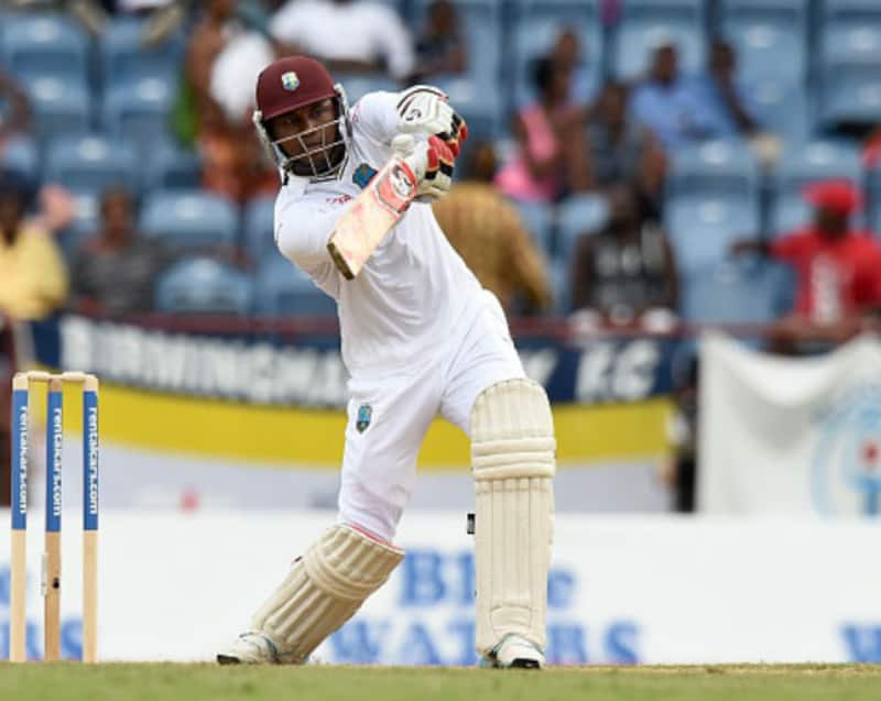 Marlon Samuels managed to get West Indies out of trouble after they had lost two early wickets on Day 1 &copy; Getty Images