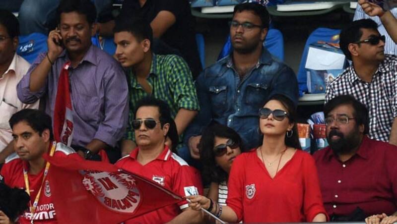 Preity Zinta, the owner of Kings XI Punjab supporting her team &copy; PTI