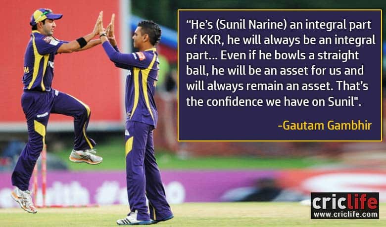 ‘There can be no backup for Sunil Narine,’ says Gautam Gambhir