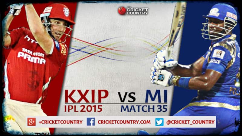 Live Cricket Score Kings XI Punjab vs Mumbai Indians, IPL 2015 Match 35 at Mohali