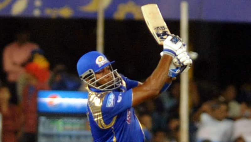 Kieron Pollard (above) was dismissed for 49, after being dismissed by Sreenath Aravind, who made him caught by Mitchell Starc at deep cover &Acirc;&copy; IANS
