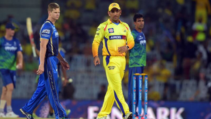 MS Dhoni's (center) CSK won against Rajasthan Royals by 12 runs © IANS
