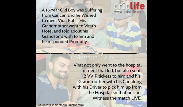 When Virat Kohli arranged match tickets for a terminally ill teenage fan