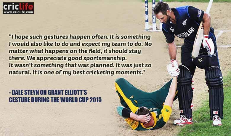 Dale Steyn opens up about Grant Elliott’s gesture in World Cup 2015 semi-final