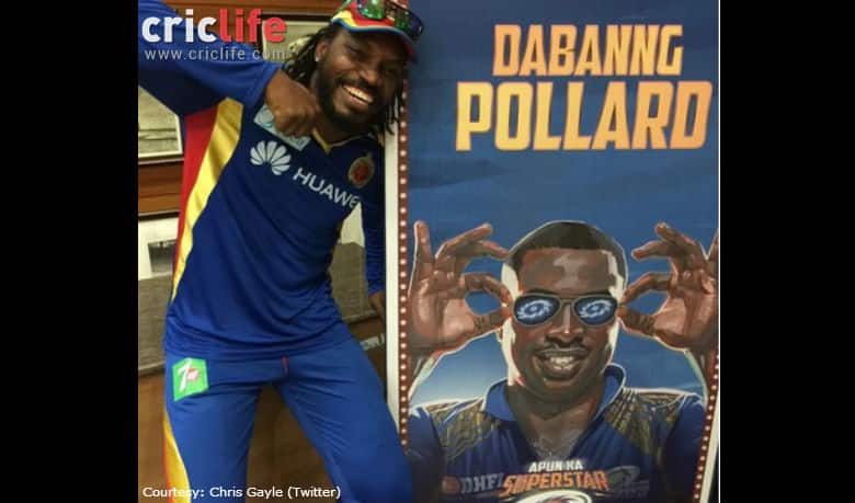 Chris Gayle takes a dig at Kieron Pollard