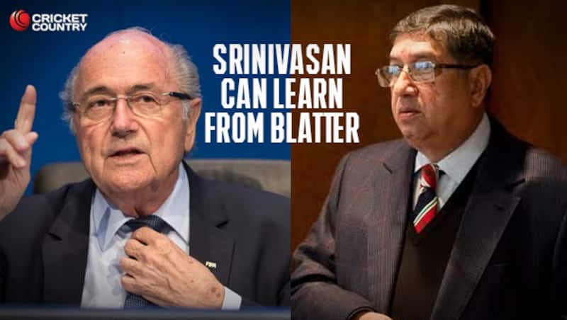 Sepp Blatter (left) and N Srinivasan &Acirc;&copy; Getty Images