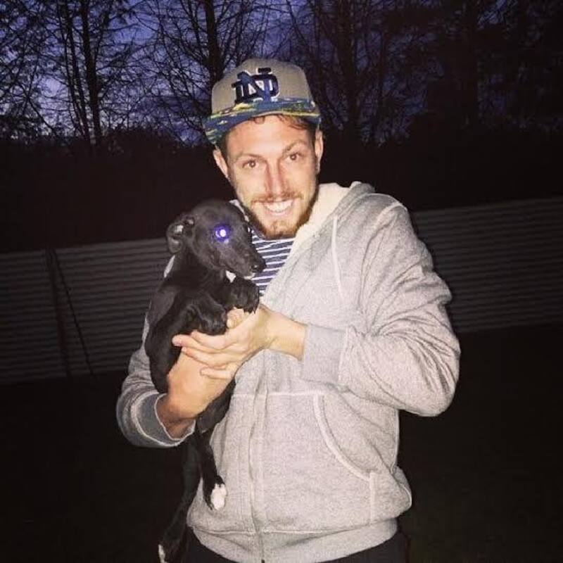 James Pattinson with his pet dog.