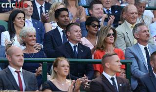 Kumar Sangakkara and Geoff Boycott attend Wimbledon