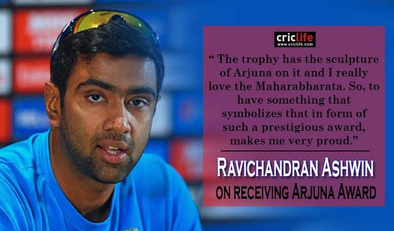 Ravichandran Ashwin receives Arjuna Award for his outstanding achievement in sports