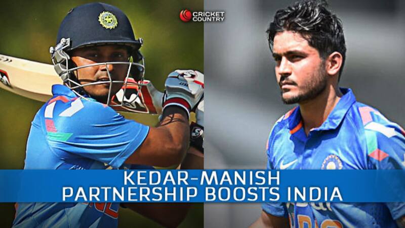 Kedar Jadhav (left) and Manish Pandey scored their maiden ODI fifties &copy; Getty Images and PTI (File Photo)