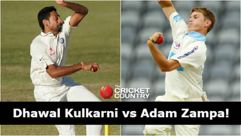 Dhawal Kulkarni (left) and Adam Zampa had to be separated by the on-field umpires &copy; Getty Images (File Photos)