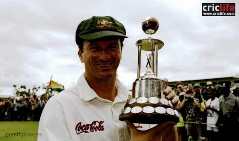 Australian captain Steve Waugh with the Frank Worrell Trophy