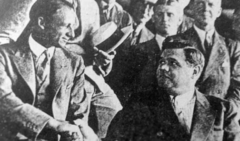 Don Bradman meets Babe Ruth.  Image courtesy: Ric Sissons