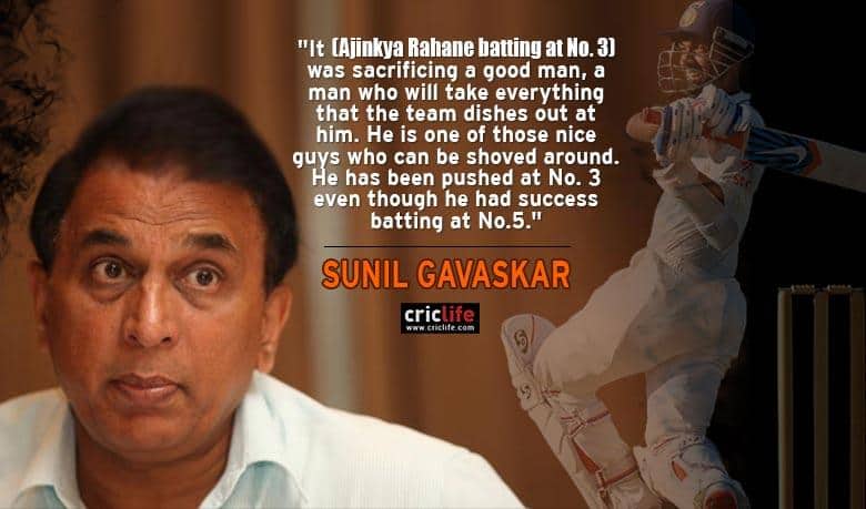 Sunil Gavaskar slams Team India’s decision to sacrifice Ajinkya Rahane at No.3