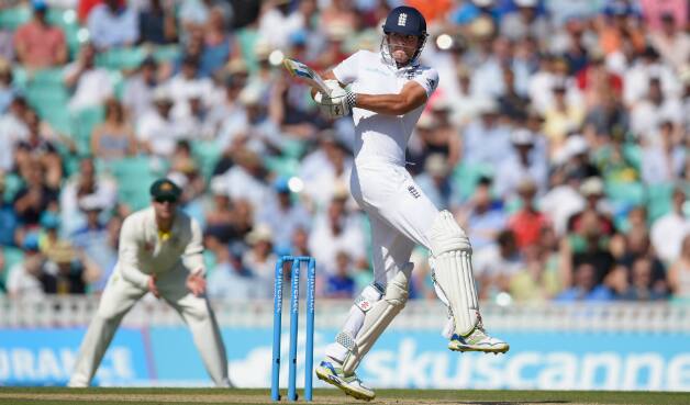 Alastair Cook went on to complete a 119-ball fifty, including nine fours © Getty Images