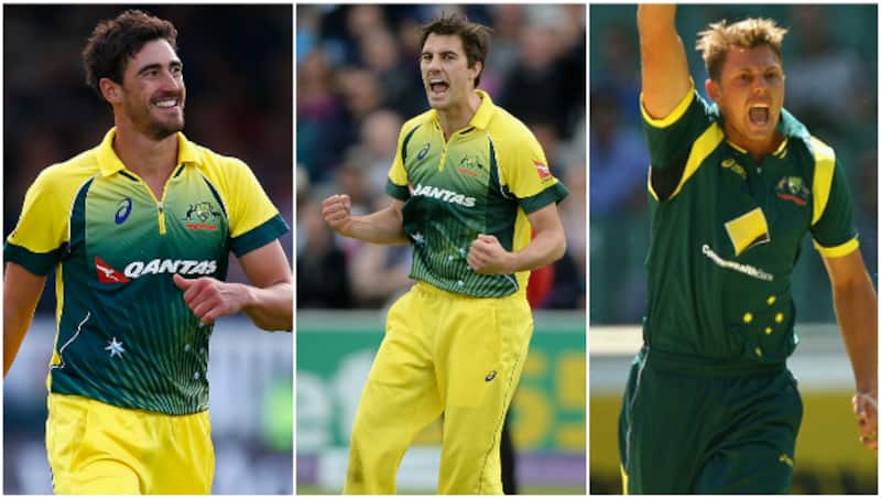 (From left to right) Mitchell Starc, Pat Cummins and James Pattinson &Acirc;&copy; Getty Images