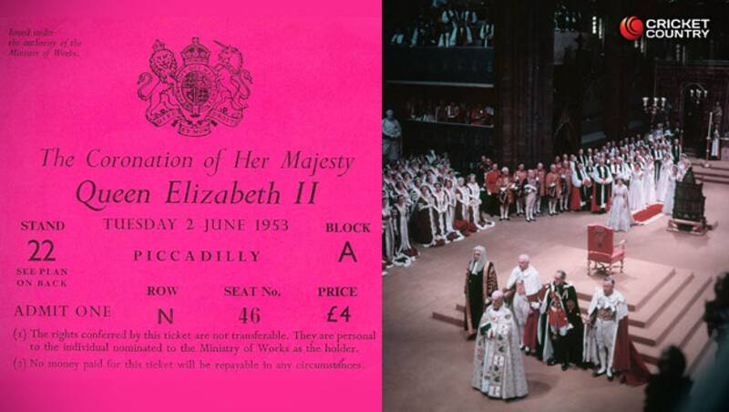 Elizabeth II being coronated; a ticket for the ceremony. Photo Courtesy - Wikimedia Commons.
