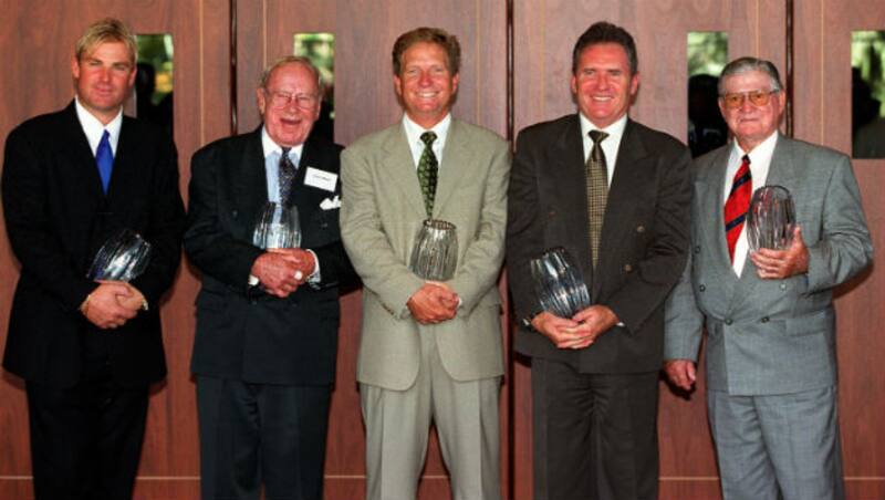 Arthur Morris (second from right) and Neil Harvey (last from right) were till recently the only survivors from the 1948 Invincibles squad &Acirc;&copy; Getty Images