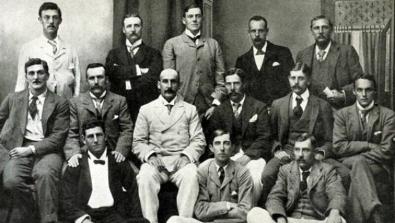 Lord Hawke&acirc;s team to South Africa, 1895-96. Back (from left): Ted Tyler, Tim O'Brien, Audley Miller, Tom Hayward, George Lohmann.Middle (from left): CBFry, JamesLogan, Lord Hawke, Charles Wright, Christopher Heseltine, Ledger Hill. Front (from left): Sammy Woods, Hugh Bromley-Davenport, Harry Butt &Acirc;&copy; Getty Images